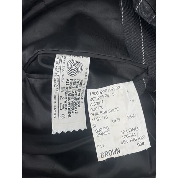 Ralph Lauren Purple Label 3 Piece Suit Black Wool Stripe 42L Jacket Vest 36 Pant - Picture 4 of 16